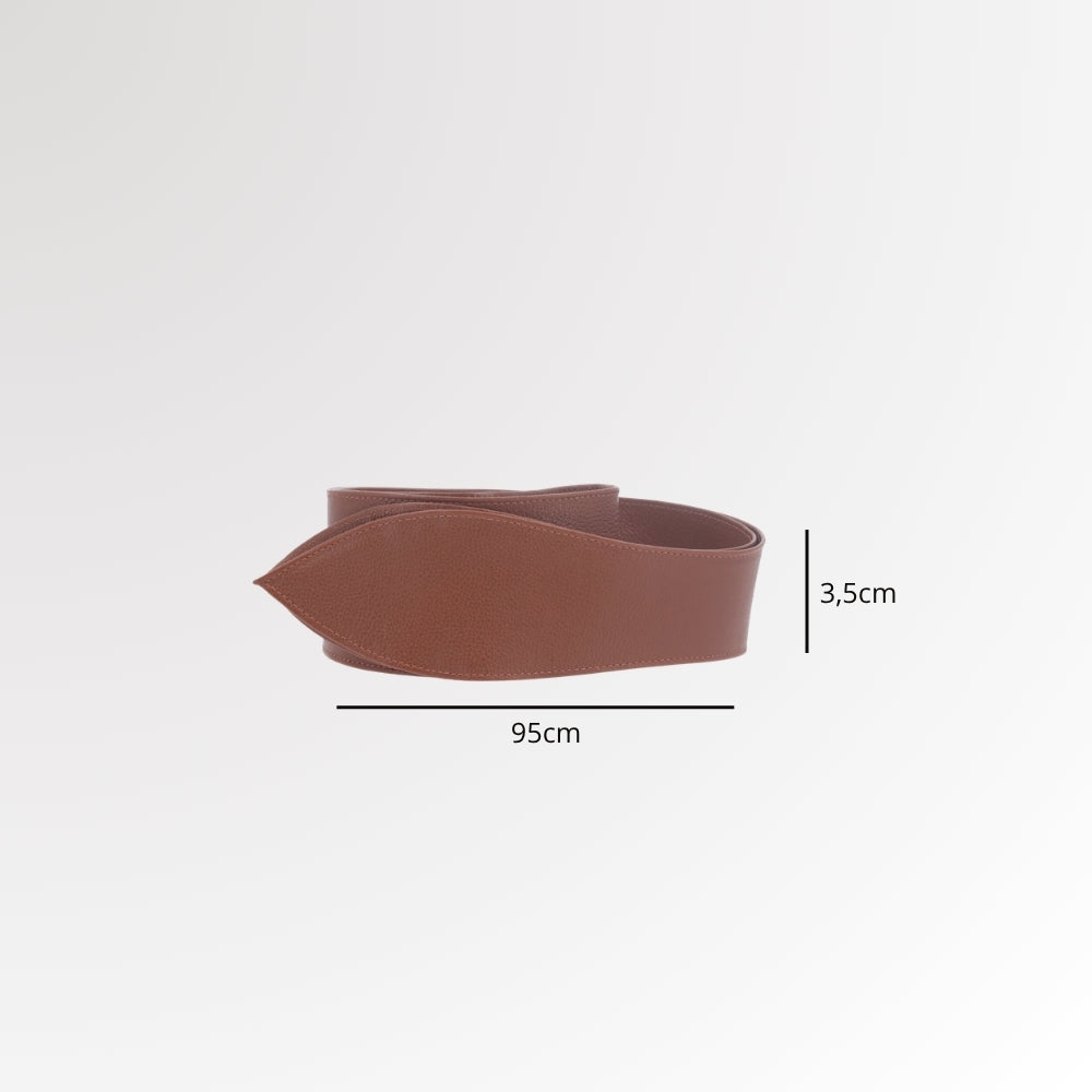 Cinto Faixa Feminino em Couro Legítimo Caramelo