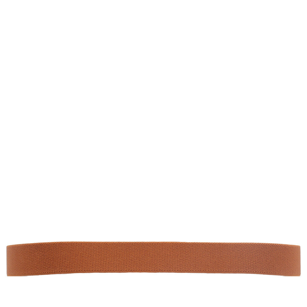 Cinto de Elástico com Acabamento Frontal em Couro Caramelo