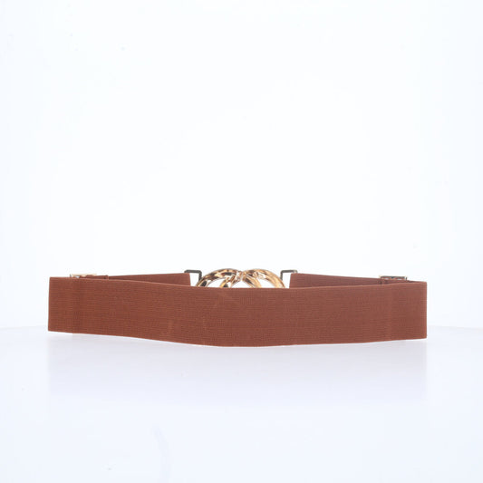 Cinto Feminino de Elástico com Fivela Metalizada Caramelo