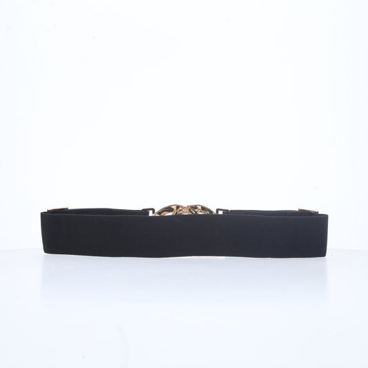 Cinto Feminino de Elástico com Fivela Metalizada Preto