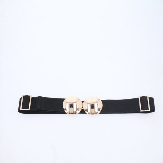 Cinto de Elástico com Fivela Redonda Preto