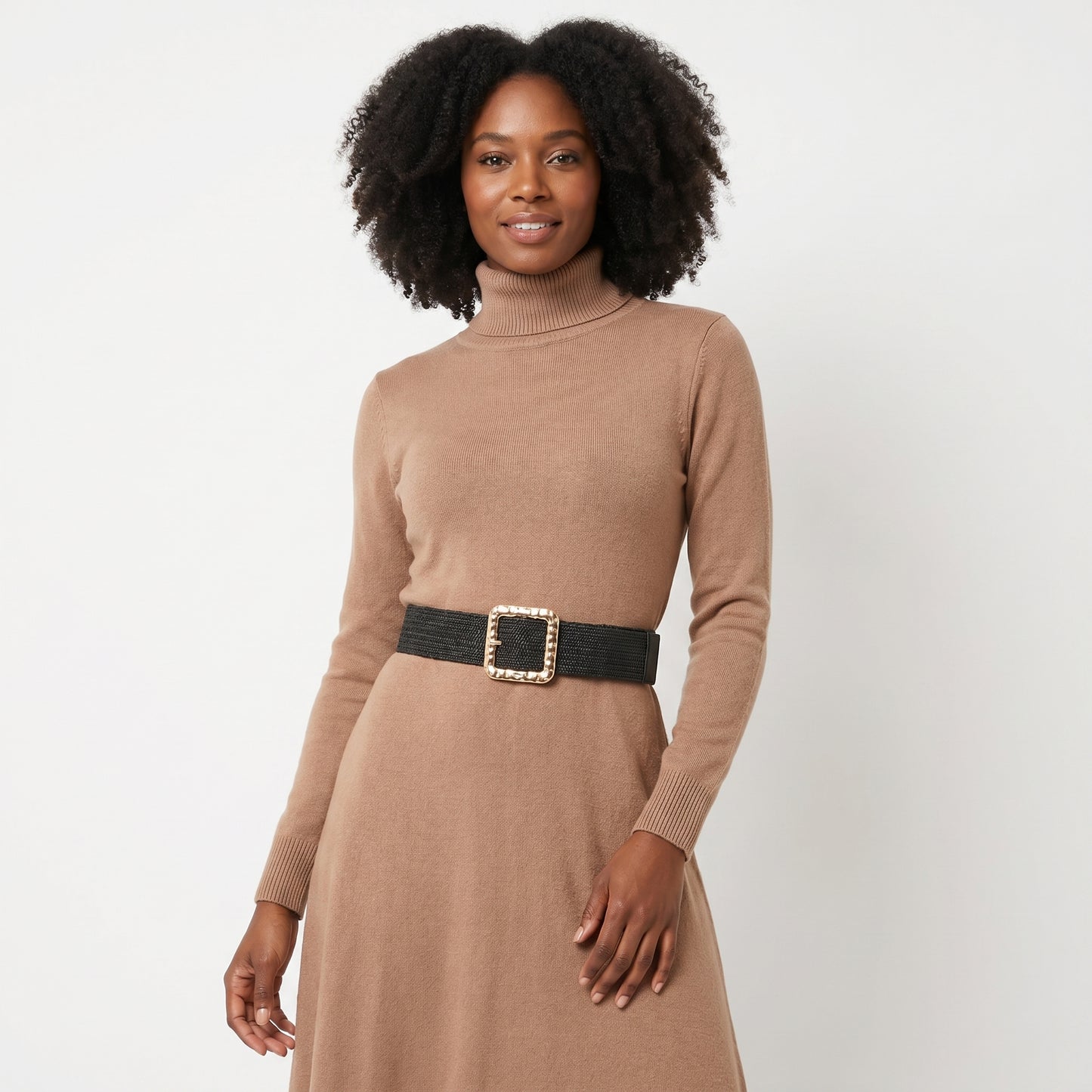 Cinto Feminino de Ráfia com Fivela Metalizada Preto