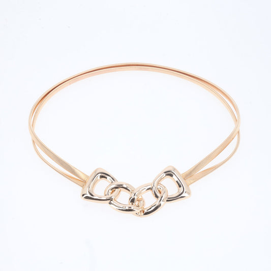 Cinto Metálico com Mola Elástica e Fivela de Elos Ouro