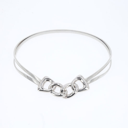 Cinto Metálico com Mola Elástica e Fivela de Elos Prata