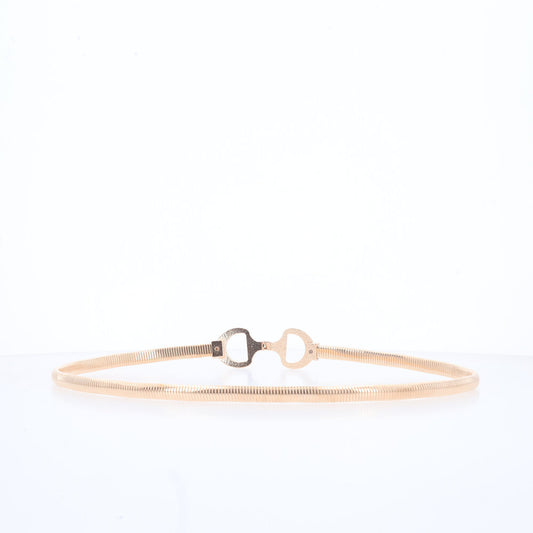 Cinto de Metal Minimalista com Fivela de Argola Dupla Ouro