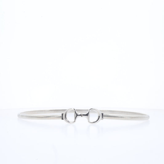 Cinto de Metal Minimalista com Fivela de Argola Dupla Prata