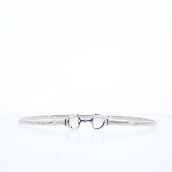 Cinto de Metal Minimalista com Fivela de Argola Dupla Prata