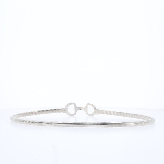 Cinto de Metal Minimalista com Fivela de Argola Dupla Prata