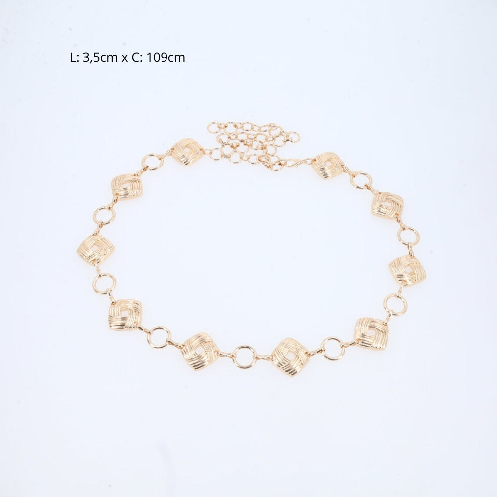 Cinto Feminino Corrente de Metal Ouro
