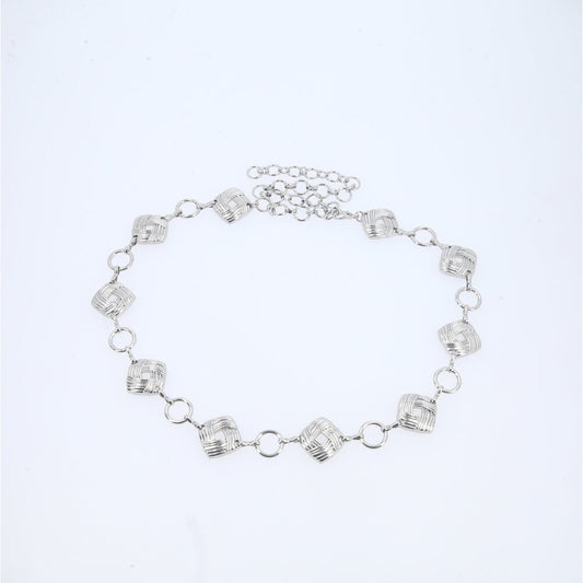 Cinto Feminino Corrente de Metal Prata