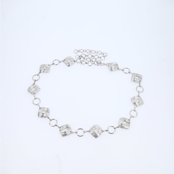 Cinto Feminino Corrente de Metal Prata