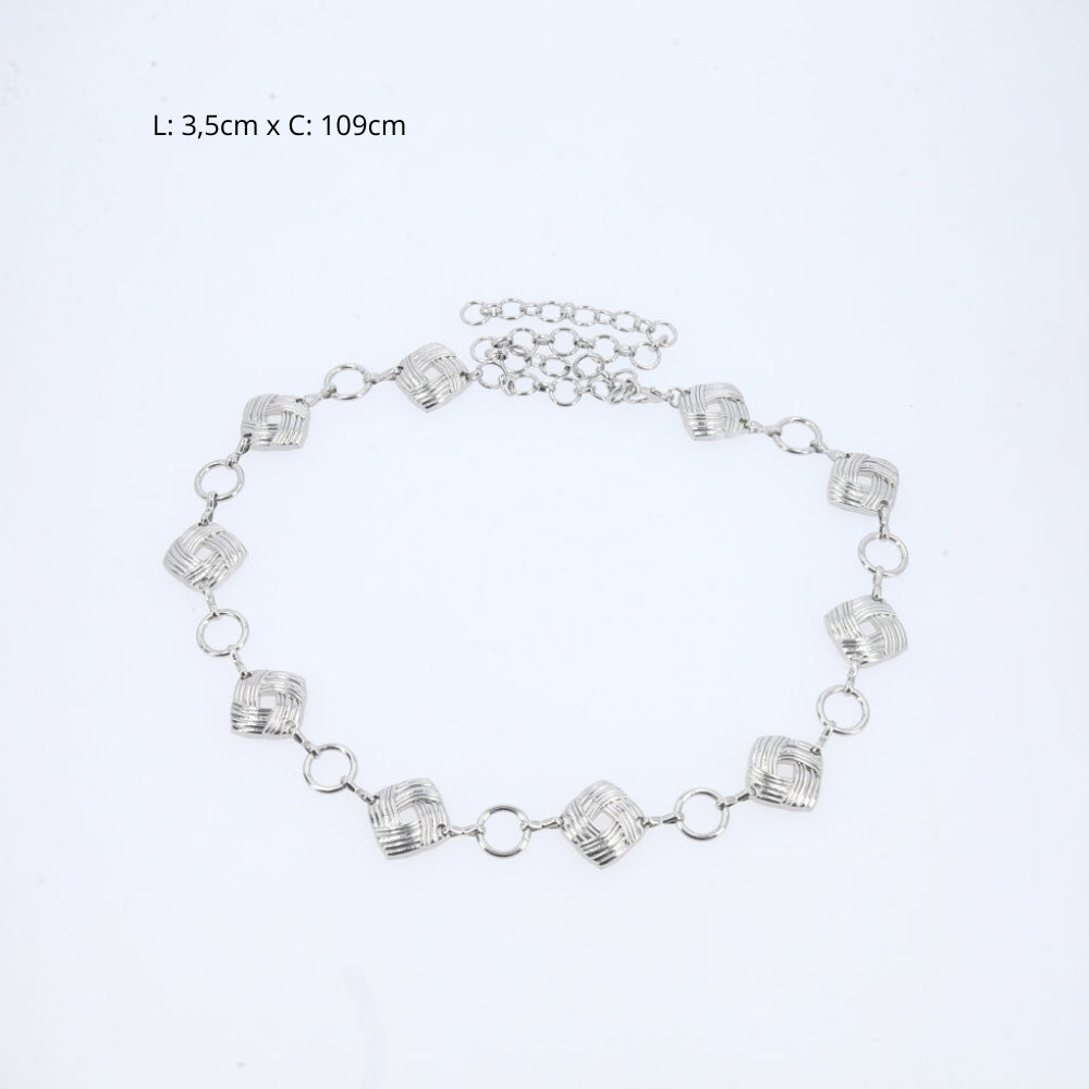 Cinto Feminino Corrente de Metal Prata