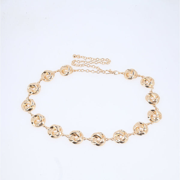 Cinto Feminino de Corrente Elos Vazados Ajustável Ouro