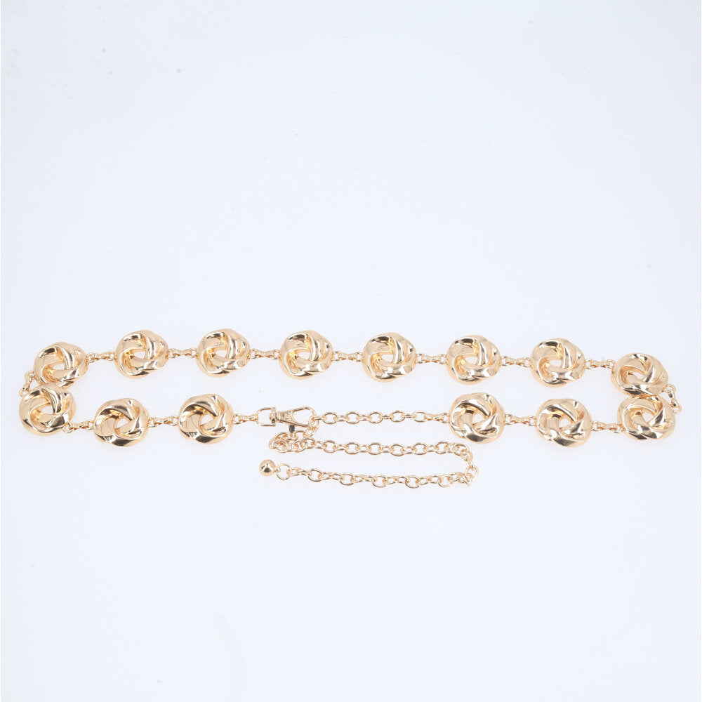 Cinto Feminino de Corrente Elos Vazados Ajustável Ouro