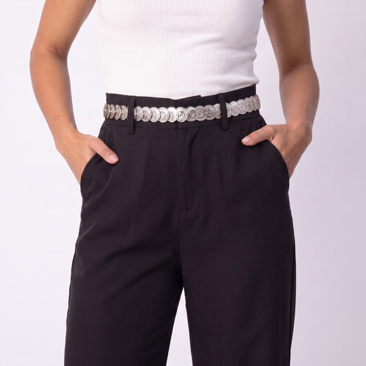 Cinto Feminino Moedas de Metal Prata