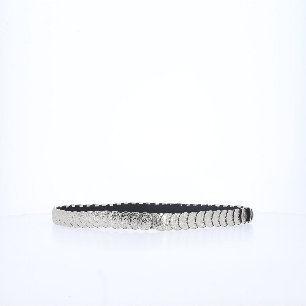 Cinto Feminino Moedas de Metal Prata