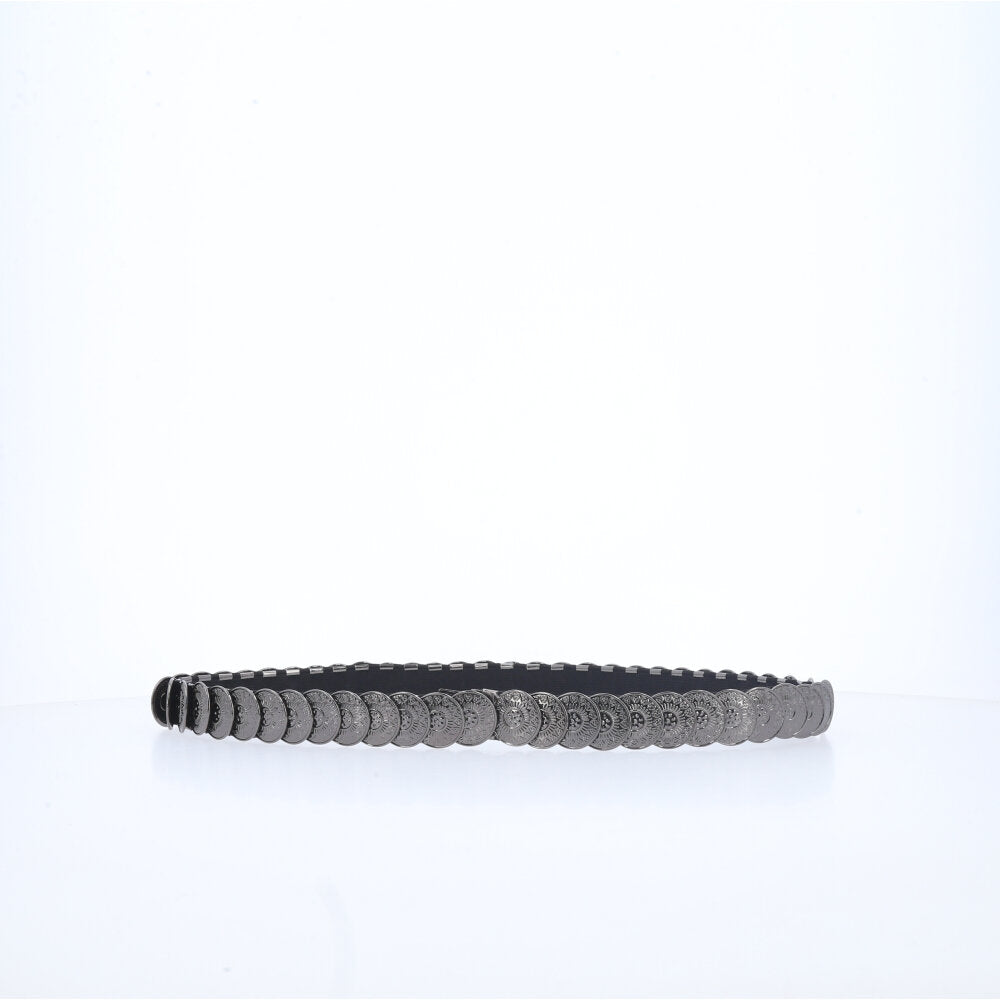 Cinto Feminino Moedas de Metal Preto