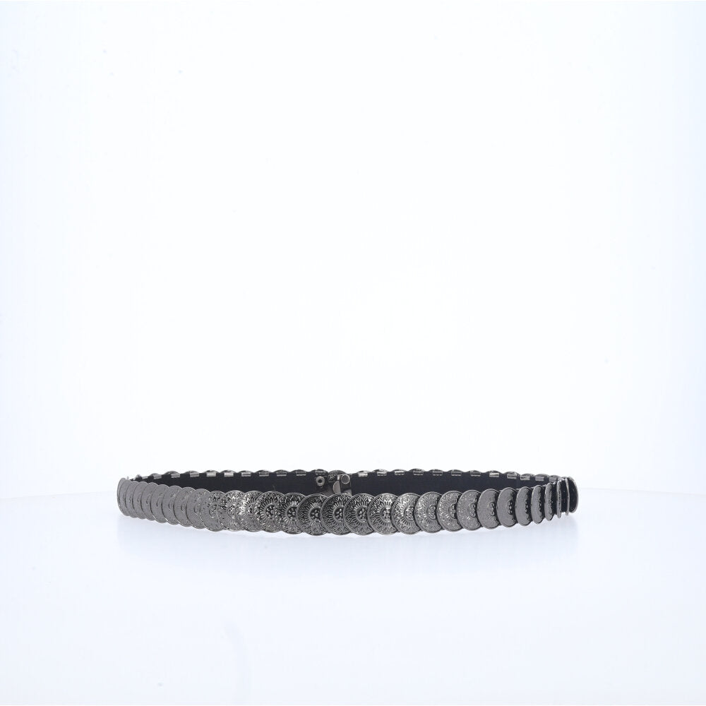 Cinto Feminino Moedas de Metal Preto