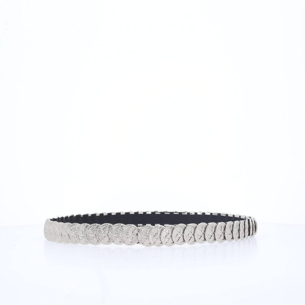 Cinto Feminino Moeda de Metal Prata