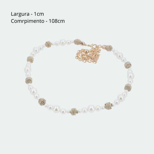 Cinto Feminino de Metal com Pérolas Ouro