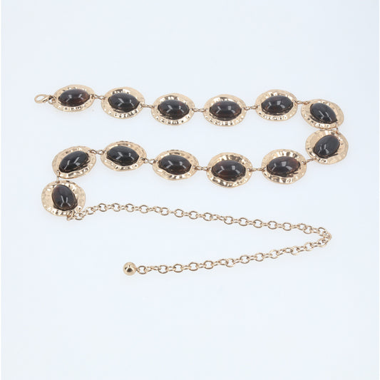 Cinto de Metal com Madrepérolas  Marrom