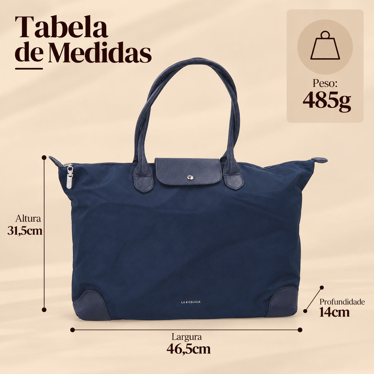 Bolsa Grande em Nylon com Divisões Internas  Azul escuro
