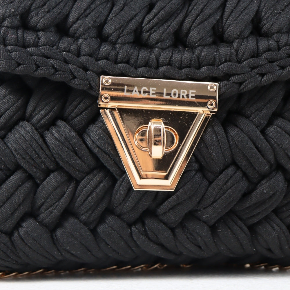 Bolsa de Mão em Crochê com Design Trançado Preto