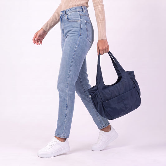 Bolsa Multifuncional Estilo Sacola em Tecido  Azul escuro