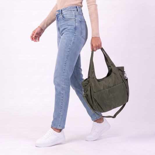 Bolsa Multifuncional Estilo Sacola em Tecido  Verde