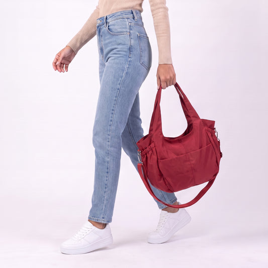 Bolsa Multifuncional Estilo Sacola em Tecido  Vinho
