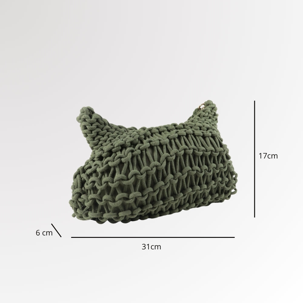 Bolsa Meia Lua em Ráfia com Design Trançado Verde