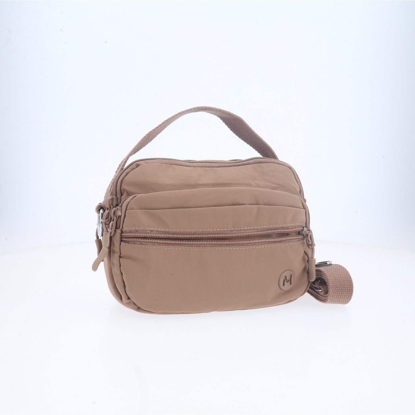 Bolsa Feminina Transversal em Nylon com Alça Regulável Caqui