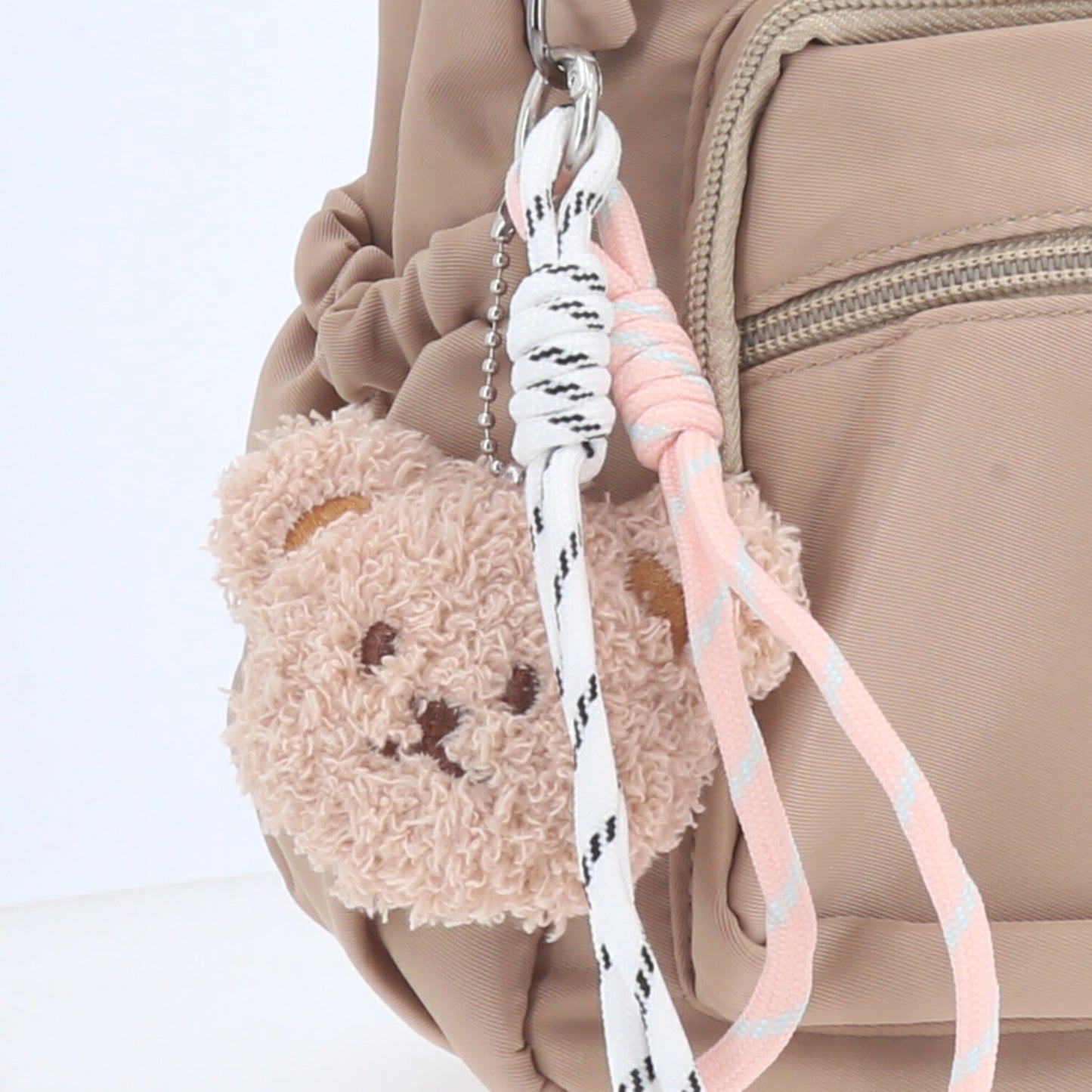 Bolsa Feminina Nylon Transversal com Bolsos e Zíper Caqui