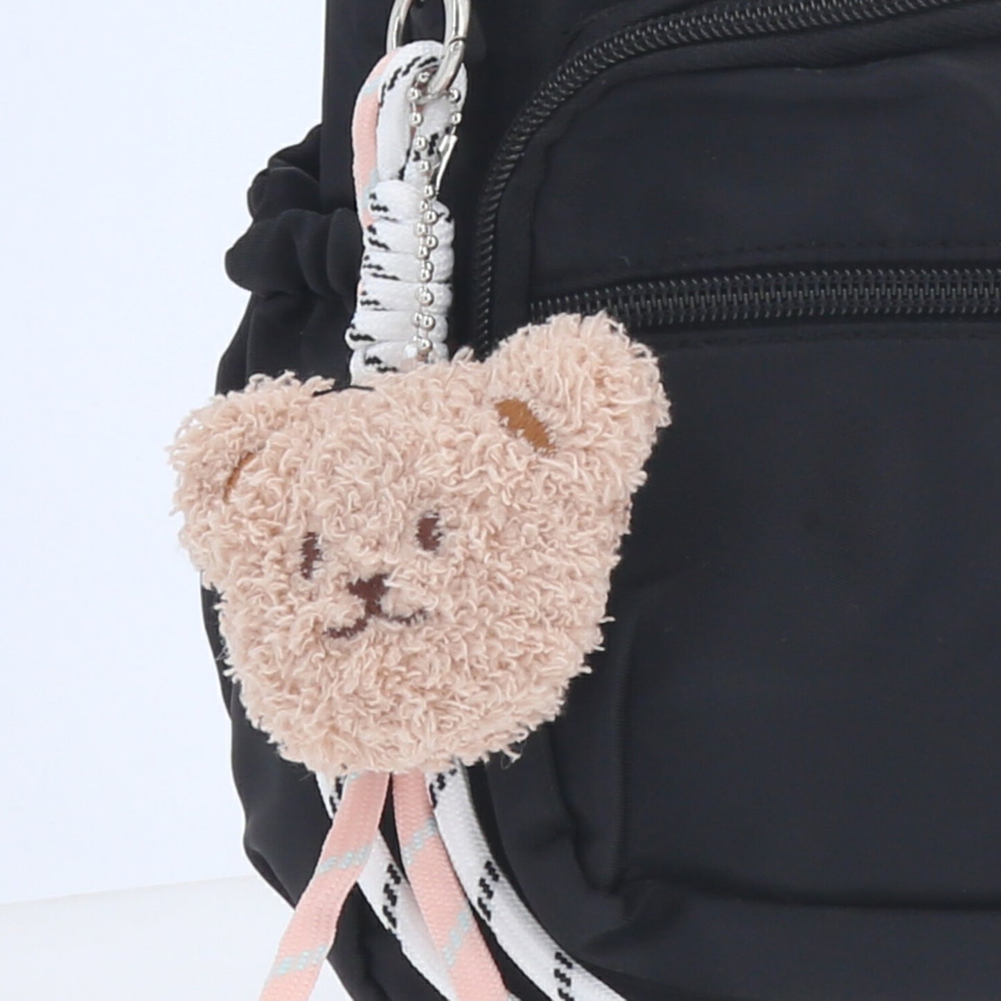 Bolsa Feminina Nylon Transversal com Bolsos e Zíper Preto