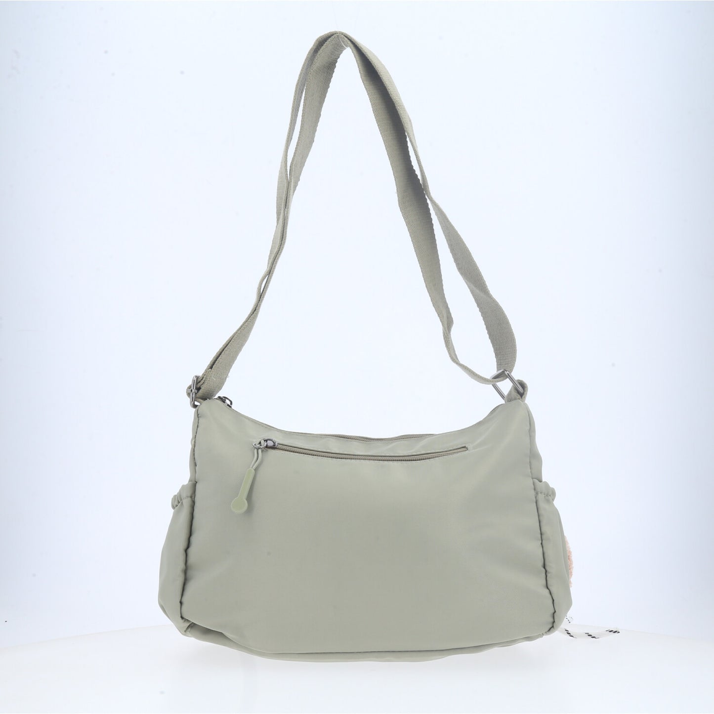 Bolsa Feminina Nylon Transversal com Bolsos e Zíper Verde claro