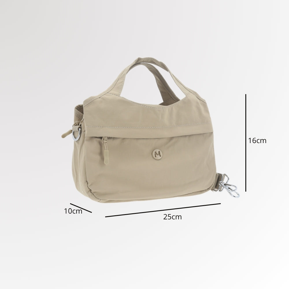 Bolsa Casual em Nylon com Compartimentos Funcionais Caqui
