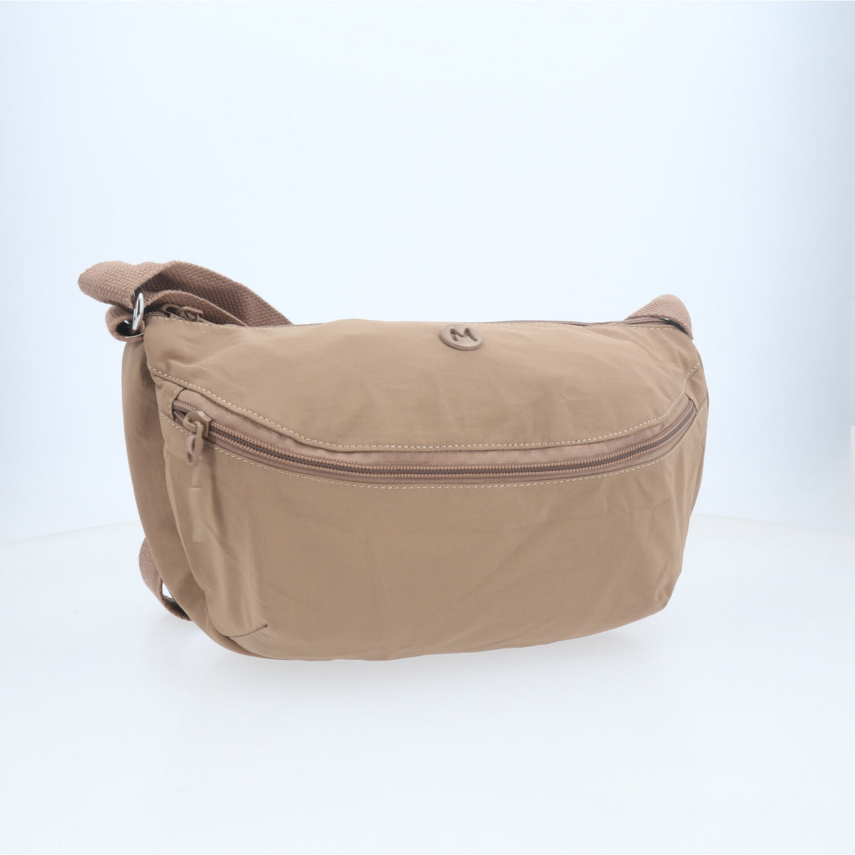 Bolsa Transversal Estilo Pochete em Nylon Bege escuro