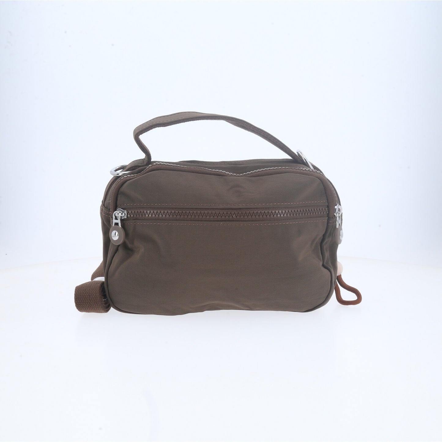 Bolsa Transversal Feminina em Nylon com Múltiplos Bolsos Marrom