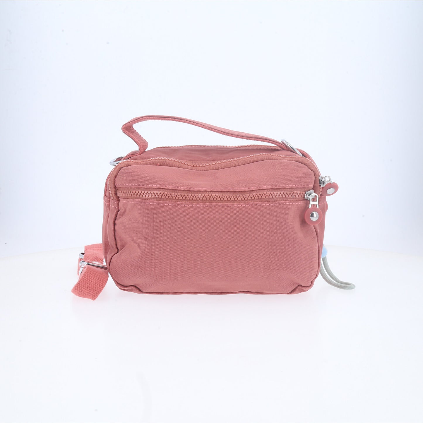 Bolsa Transversal Feminina em Nylon com Múltiplos Bolsos Rosa