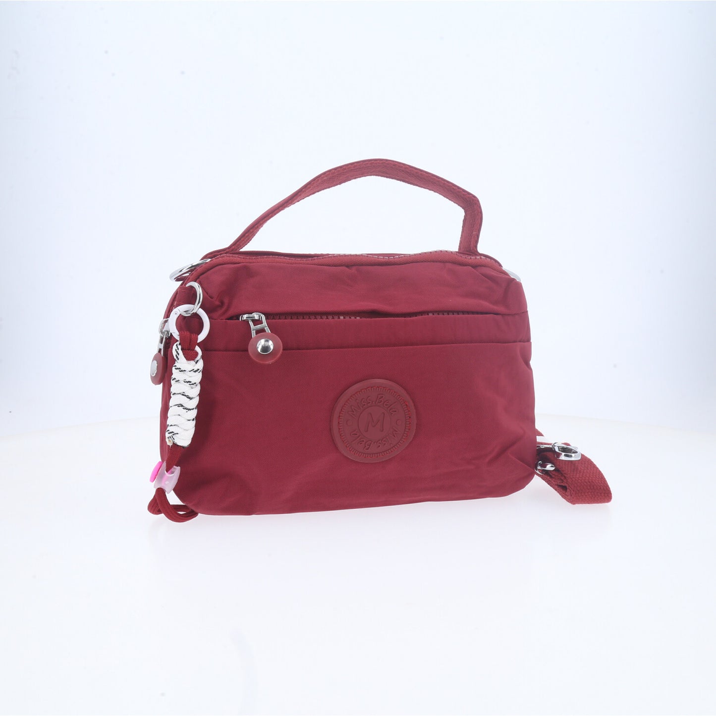 Bolsa Transversal Feminina em Nylon com Múltiplos Bolsos Vermelho