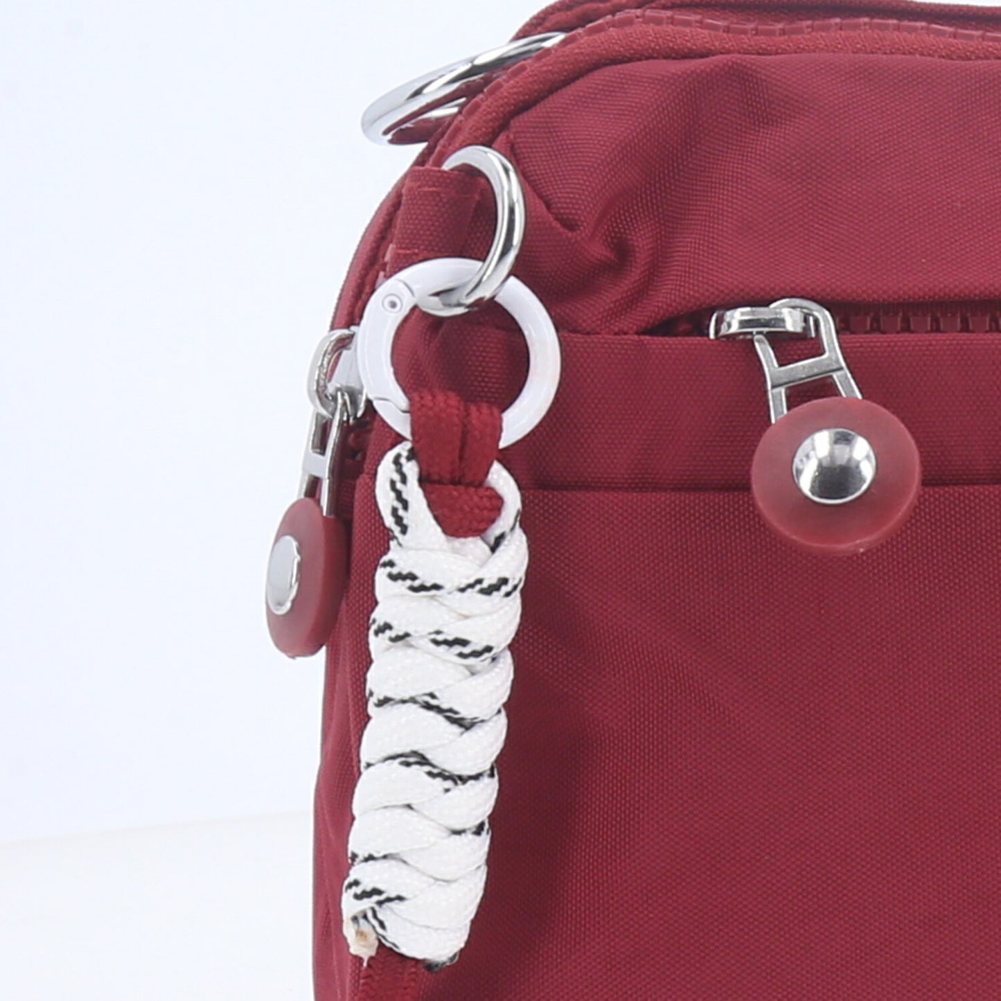 Bolsa Transversal Feminina em Nylon com Múltiplos Bolsos Vermelho
