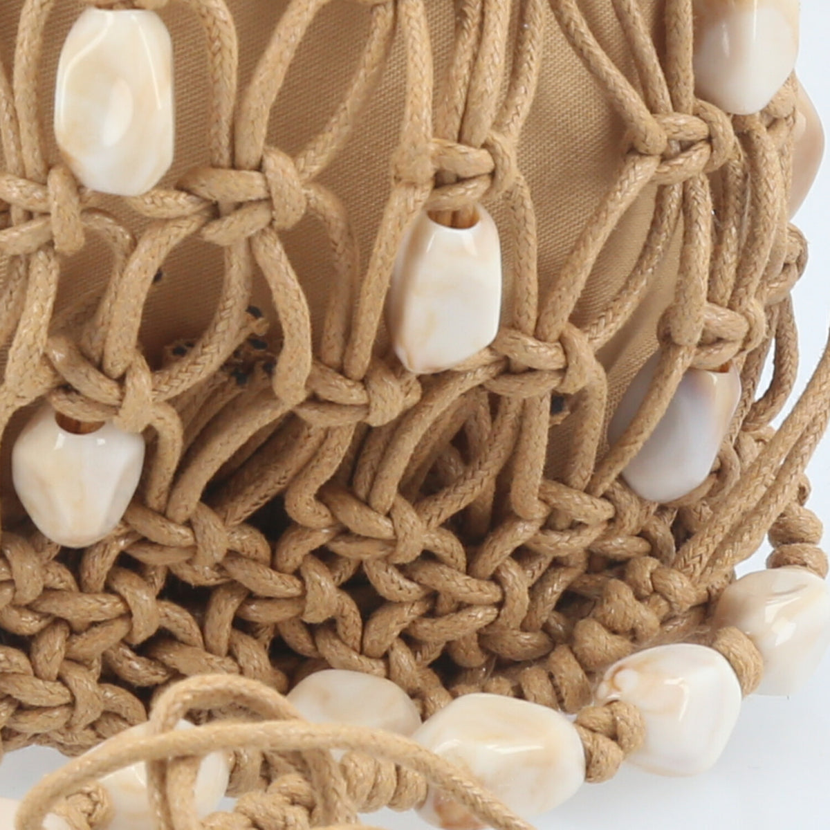 Bolsa de Praia Estilo Porta Celular com Pedrarias Caramelo