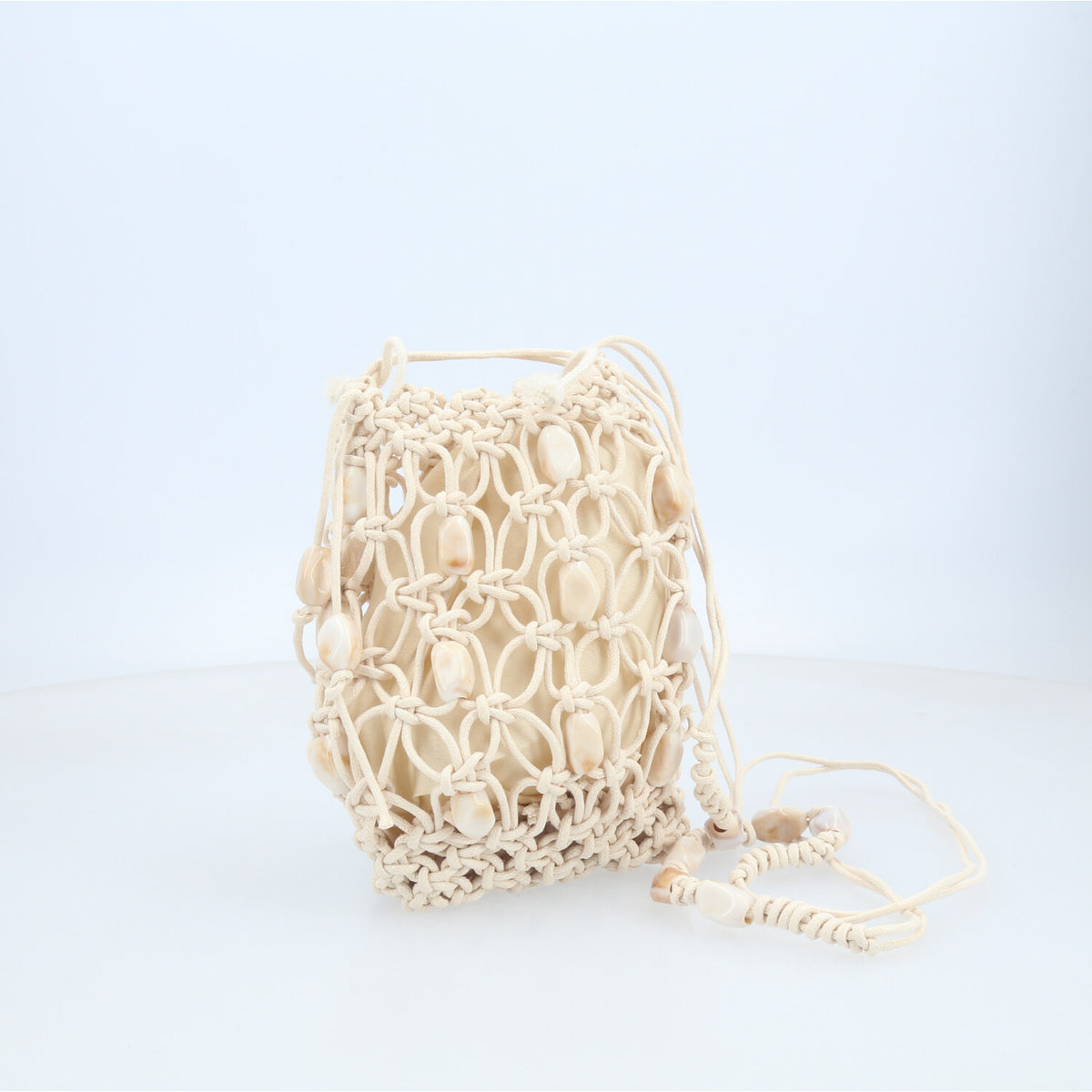 Bolsa de Praia Estilo Porta Celular com Pedrarias Marfim