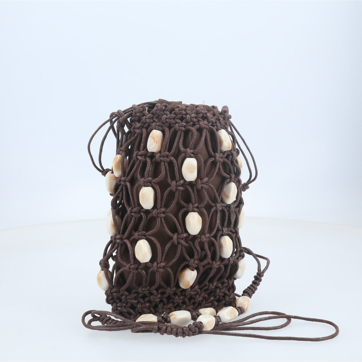 Bolsa de Praia Estilo Porta Celular com Pedrarias Marrom