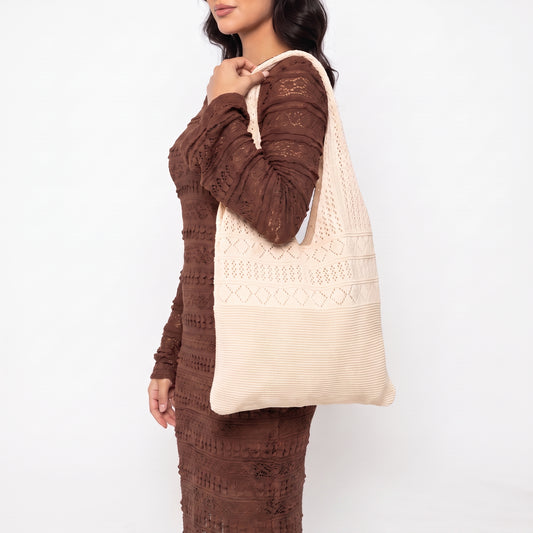 Bolsa Verão em Crochê com Desing Estilo Boho Bege