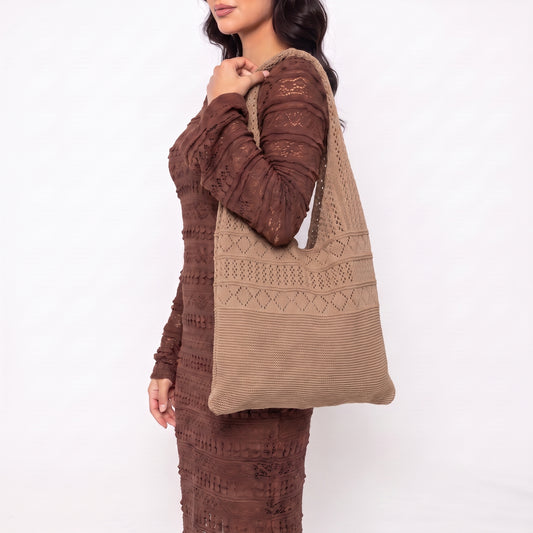 Bolsa Verão em Crochê com Desing Estilo Boho Caramelo