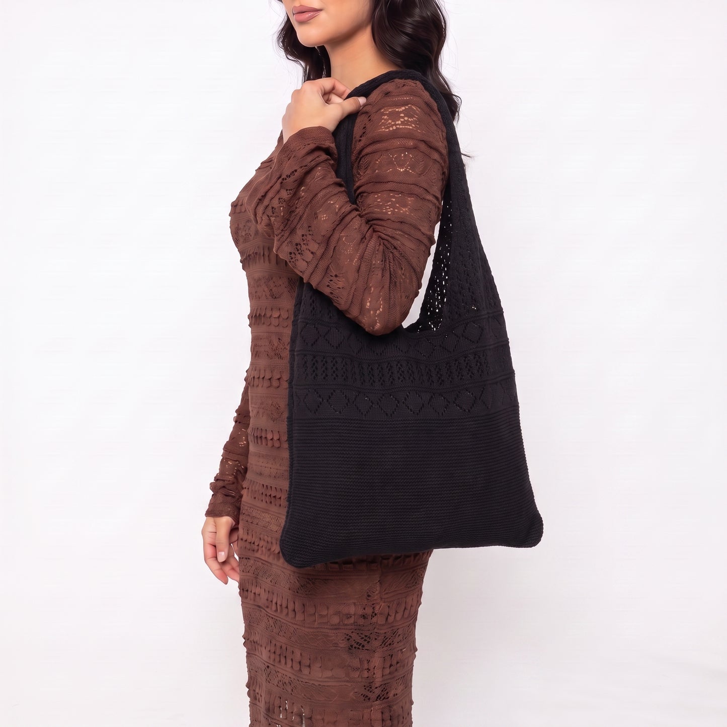 Bolsa Verão em Crochê com Desing Estilo Boho Preto