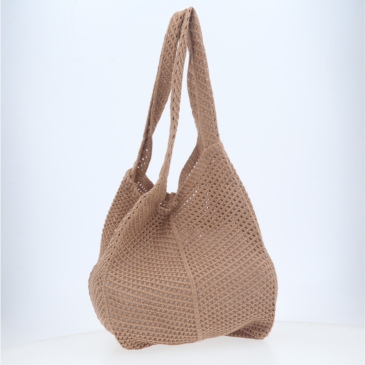Bolsa Verão em Crochê com Acabamento Trançado Caramelo