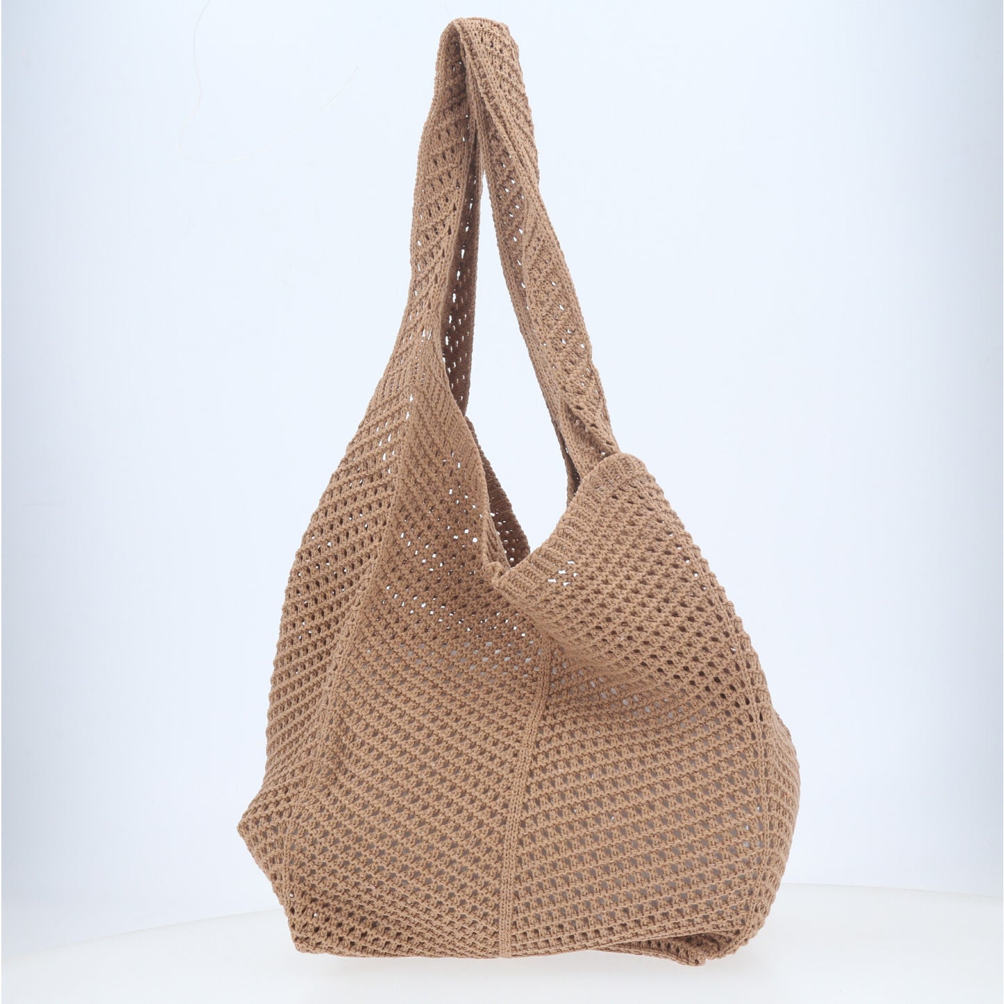 Bolsa Verão em Crochê com Acabamento Trançado Caramelo