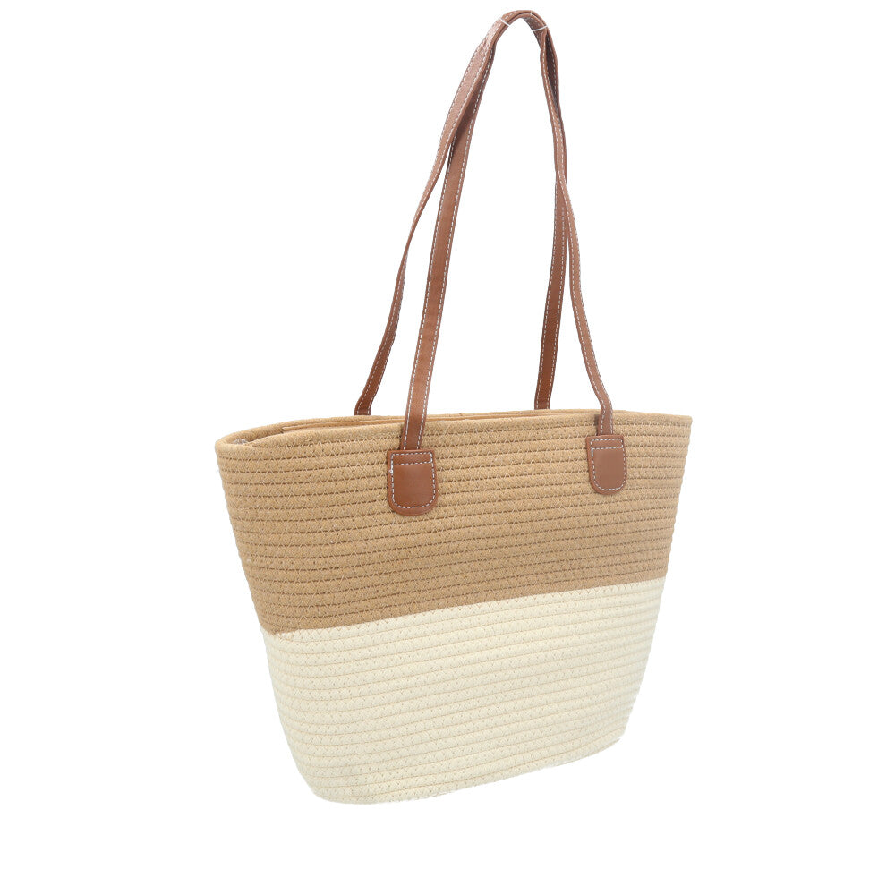 Bolsa de Praia Feminina Bicolor Modelo Tote Caramelo
